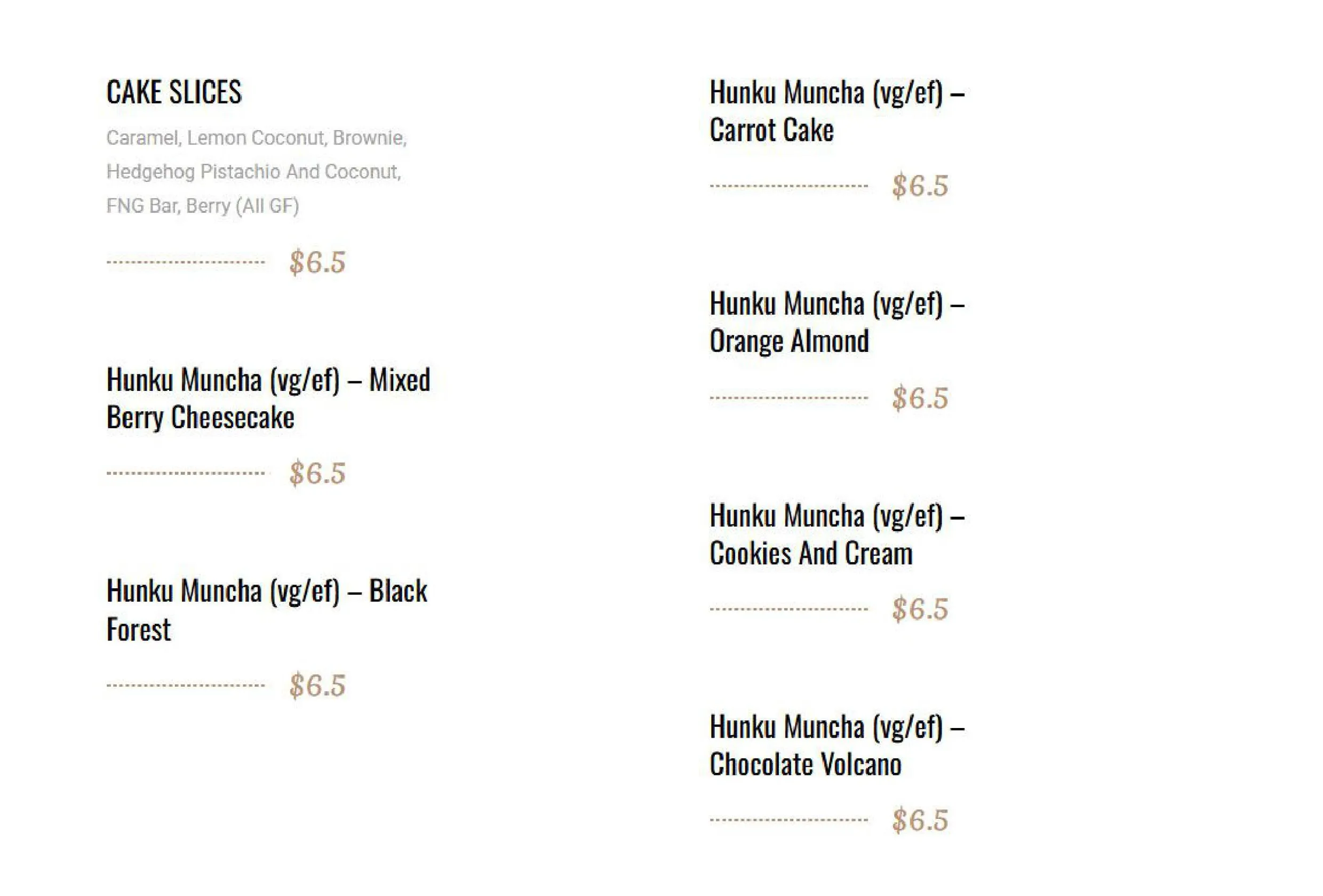High Society menu, page 4