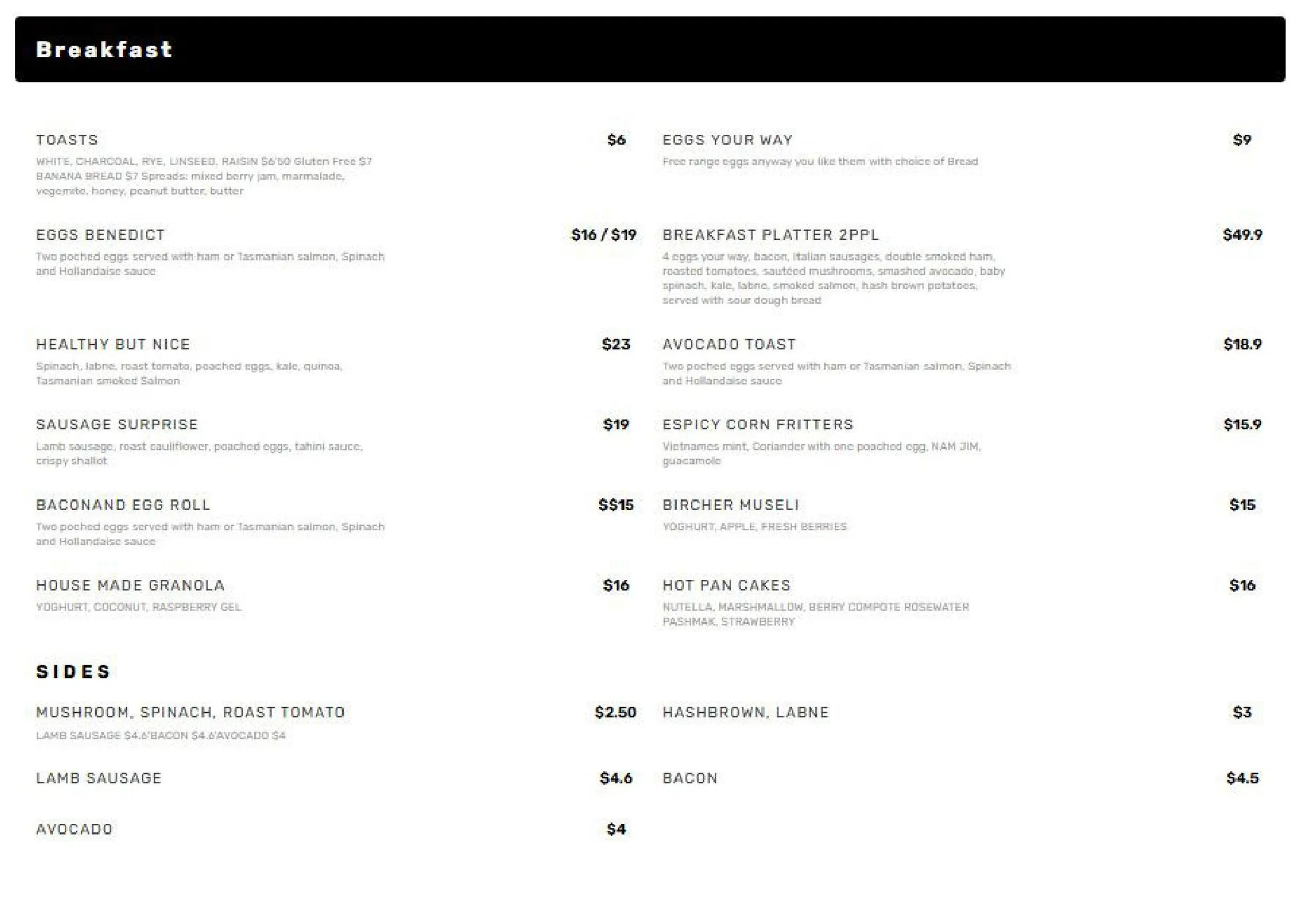 Farina Pizzeria menu, page 1