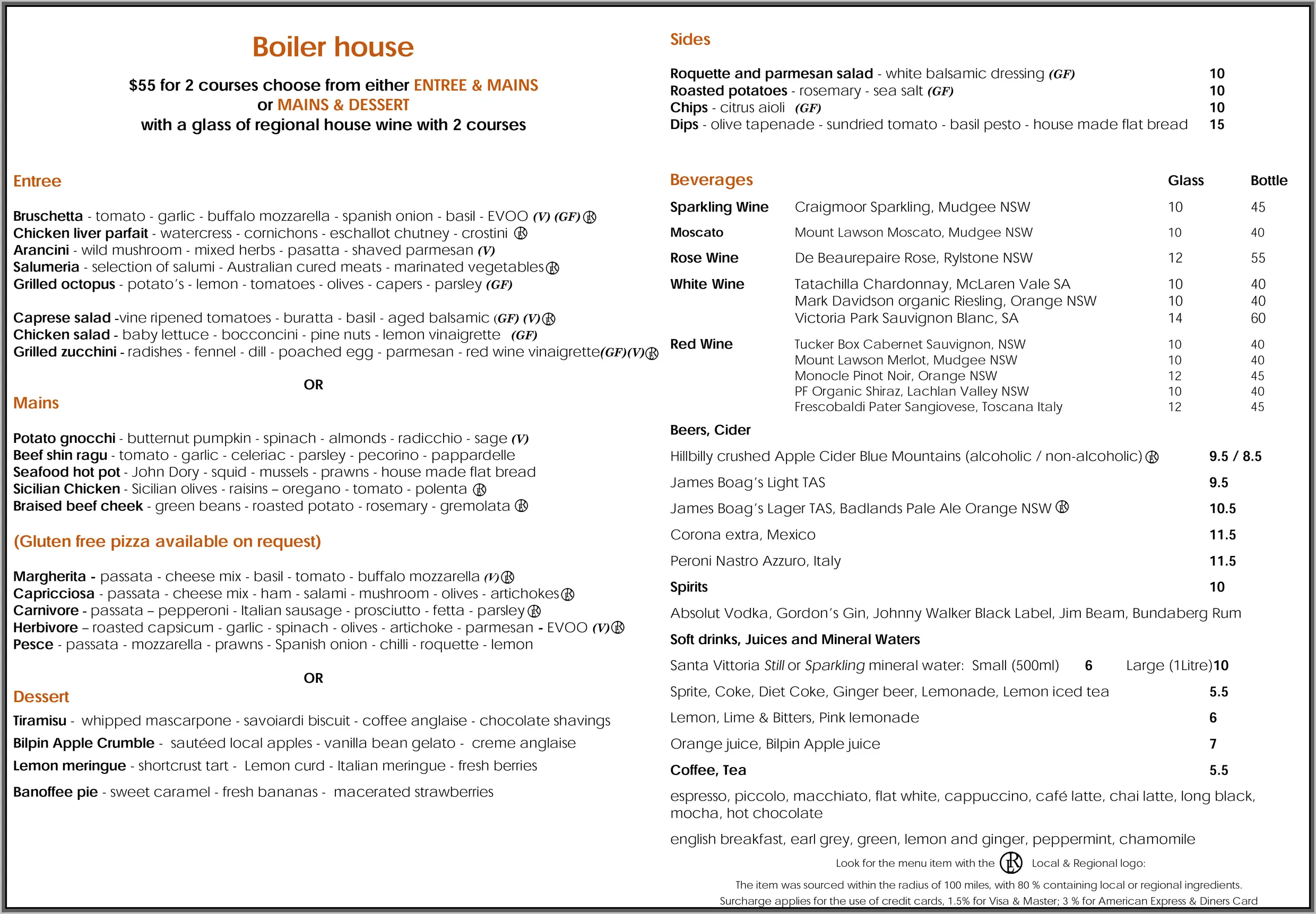 Boiler House Cafe menu, page 2