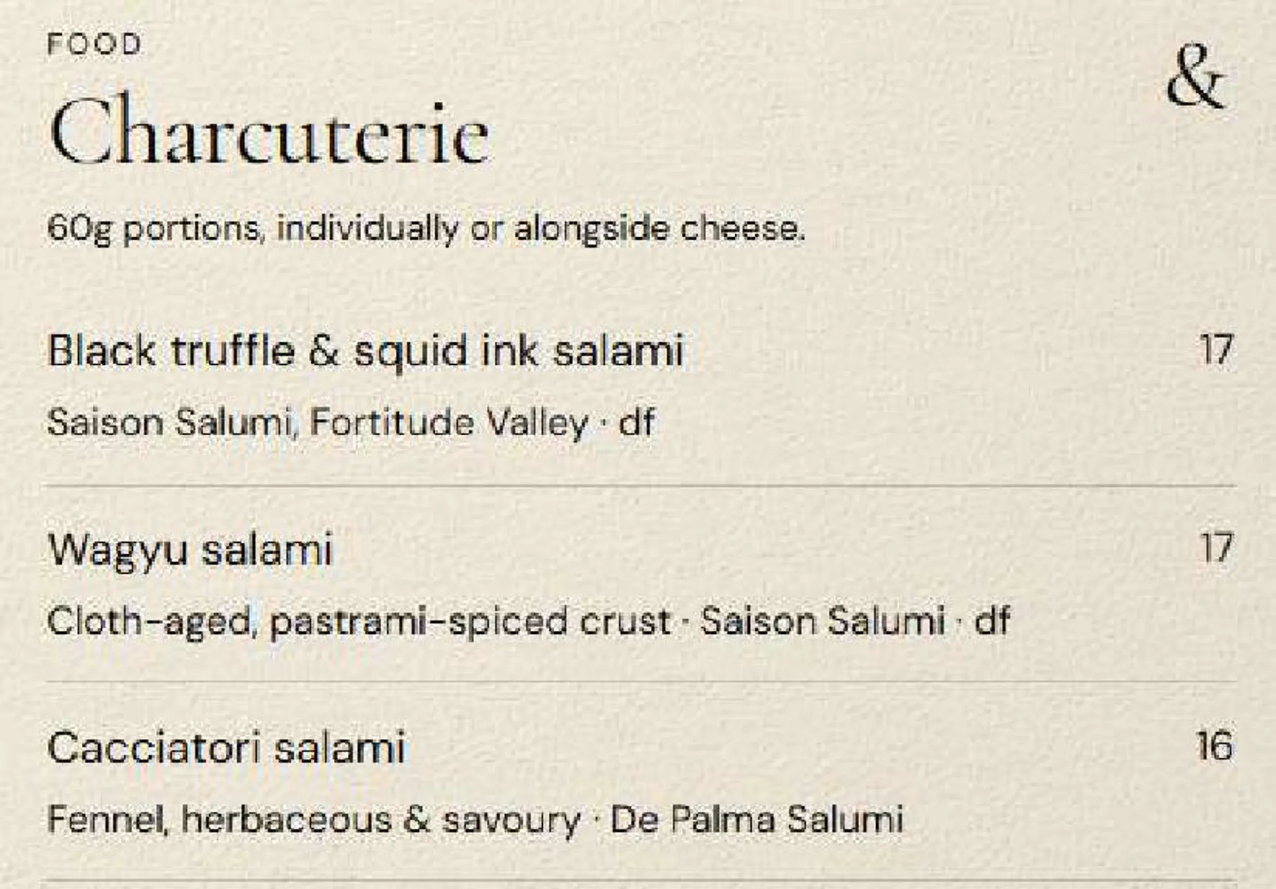 Wine & Larder menu, page 6