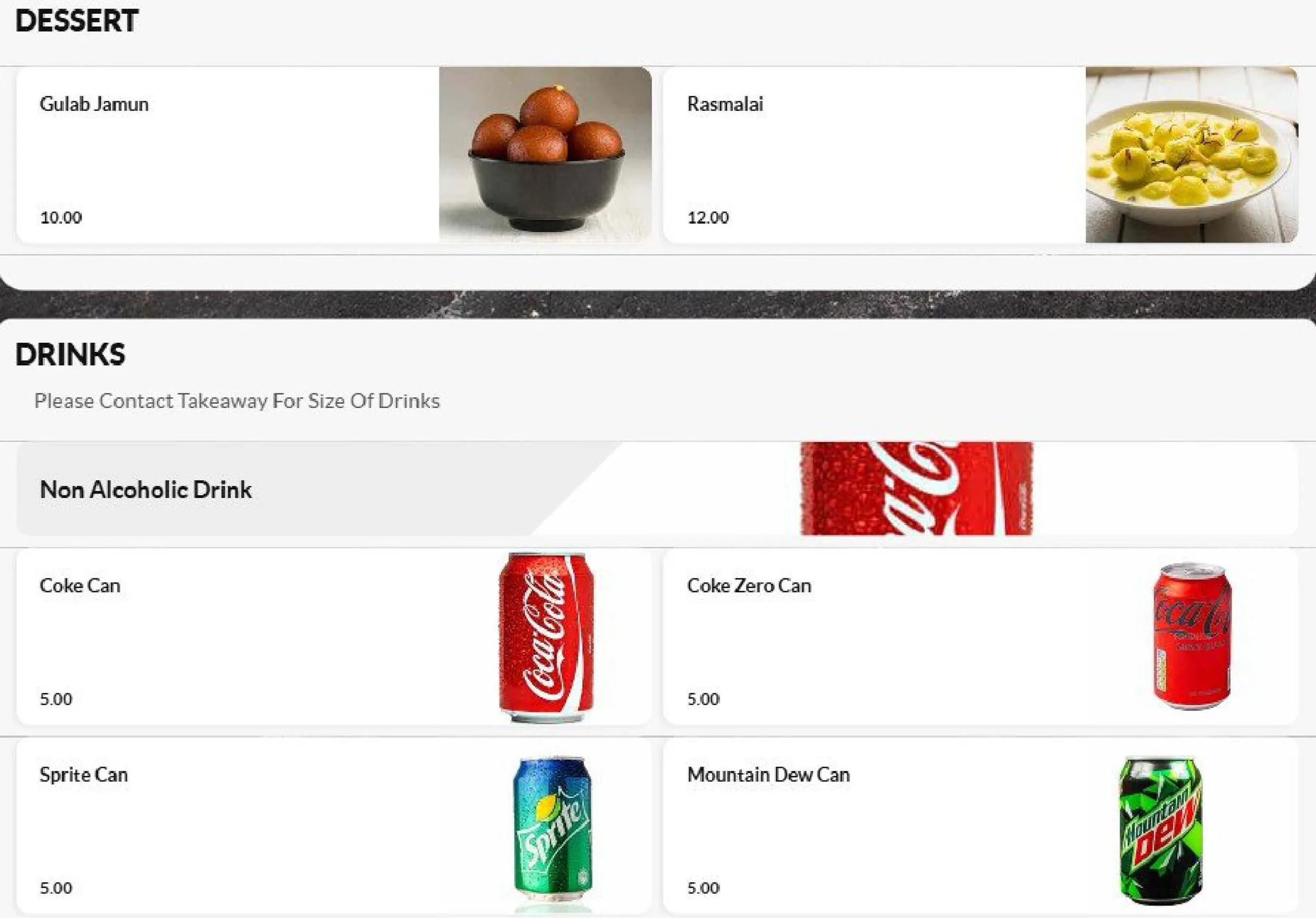 Babli’s Modern Indian menu, page 5