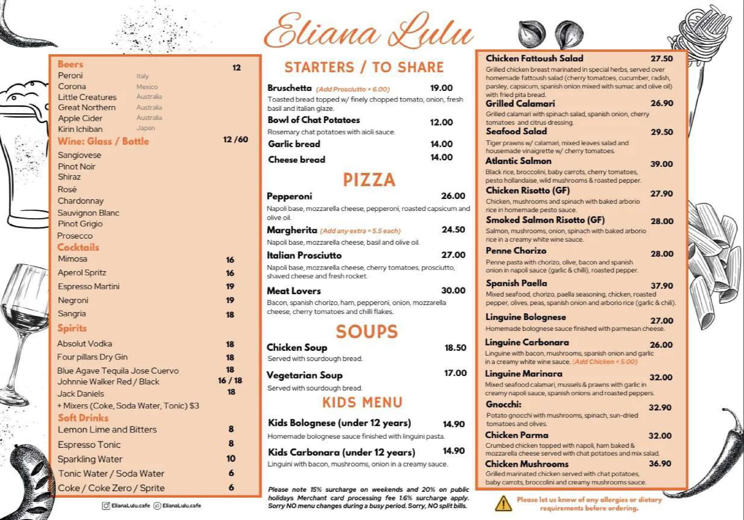 Eliana Lulu Cafe menu, page 2