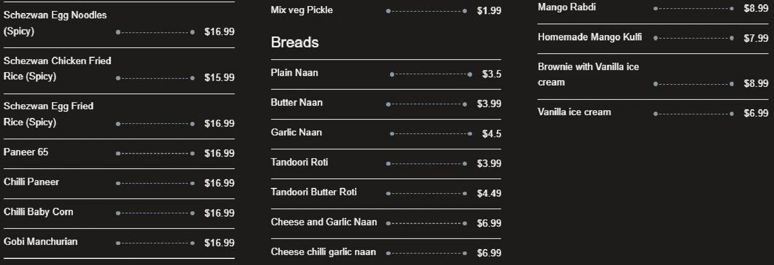 New Paradise Authentic Indian Food menu, page 5
