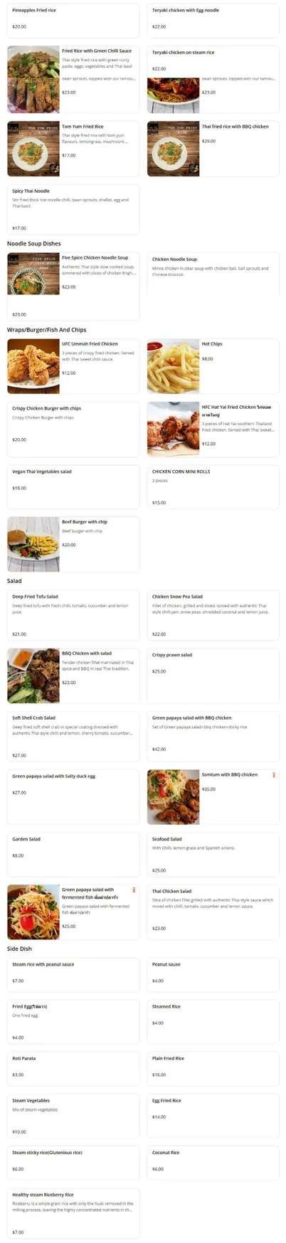 Ummah Thai Campbellfield menu, page 5
