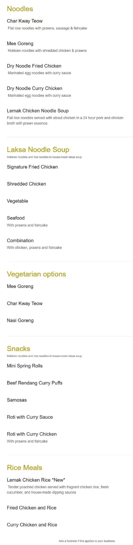 Lemak Express menu, page 2