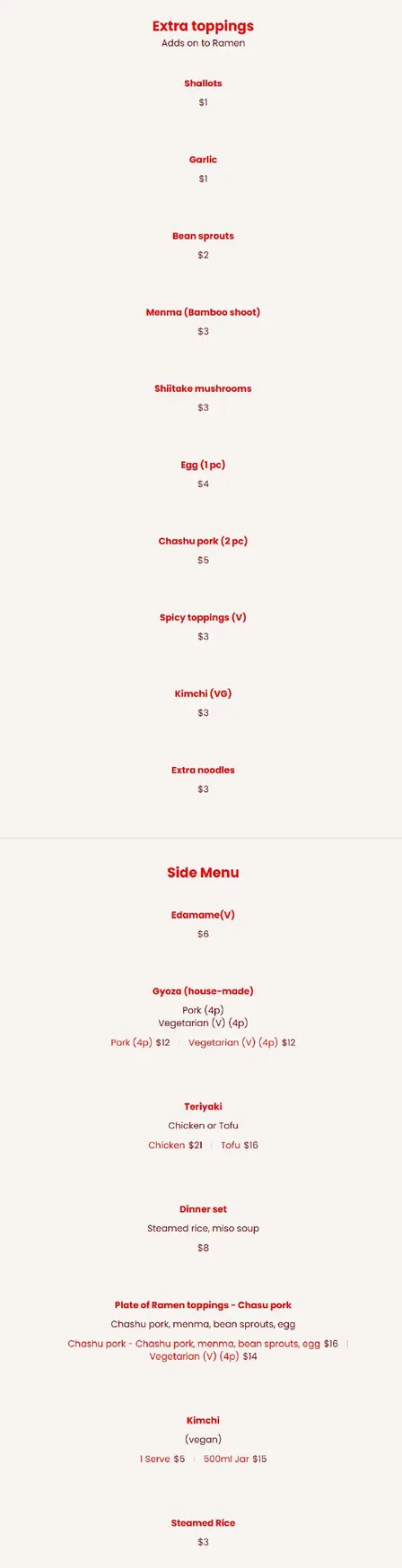 Pompoko Ramen & Bar menu, page 2