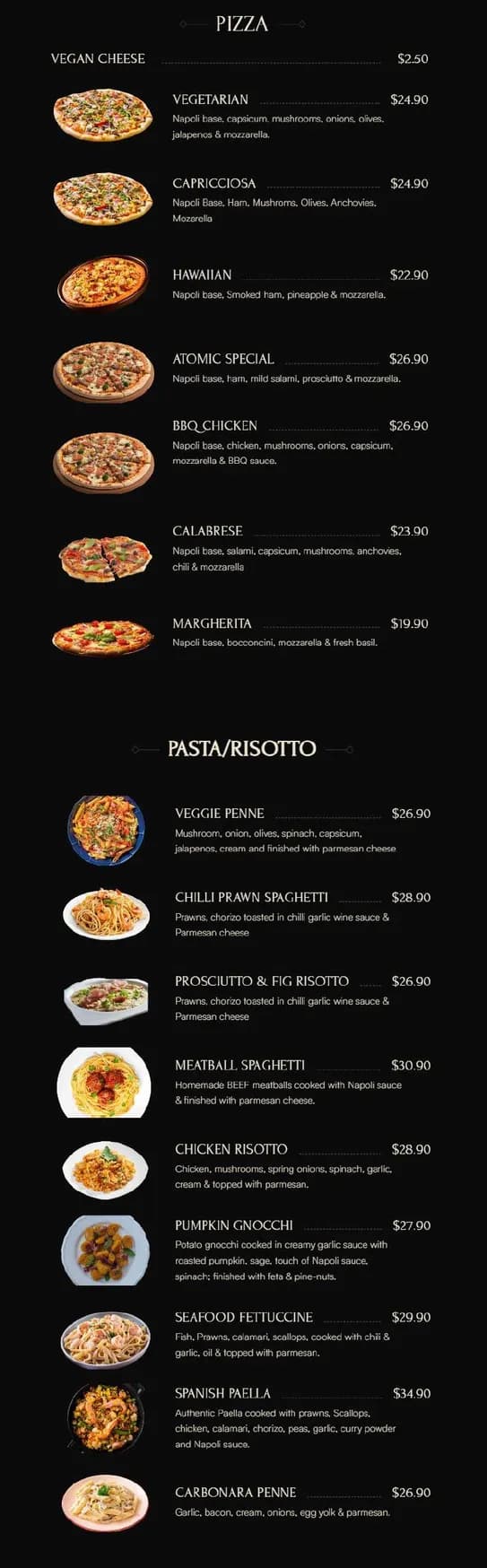 Atomic Bar menu, page 5