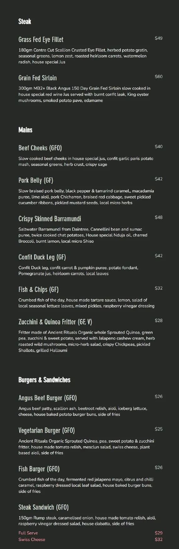 Good Grace menu, page 2