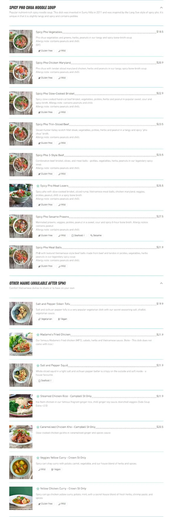 Madame Nhu Crown St menu, page 3