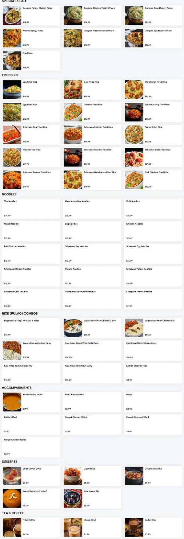Sri Dwaraka menu, page 5