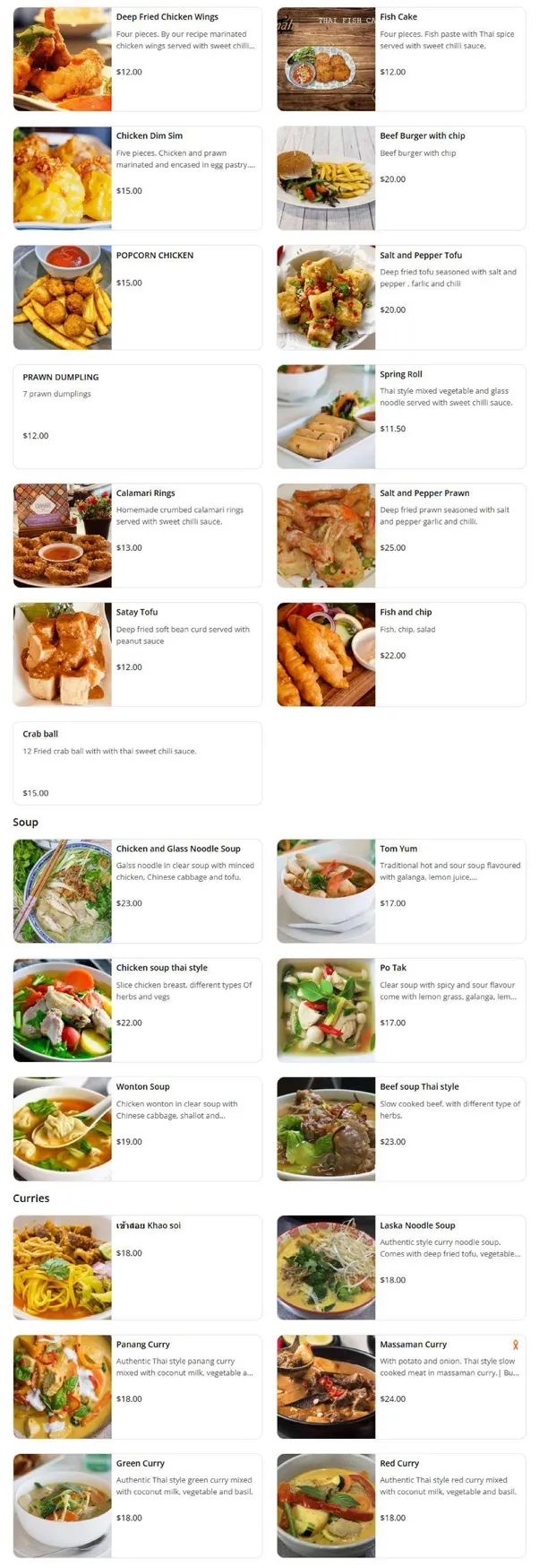 Ummah Thai Campbellfield menu, page 2