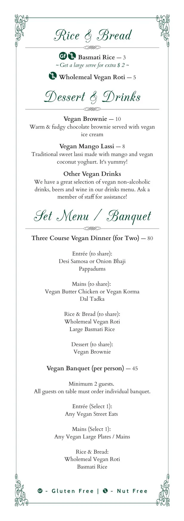 Indian Room menu, page 12