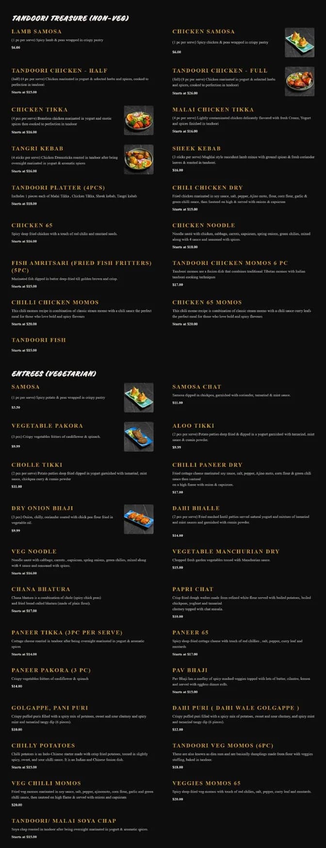 Spice Bridge Restaurant and Bar menu, page 1