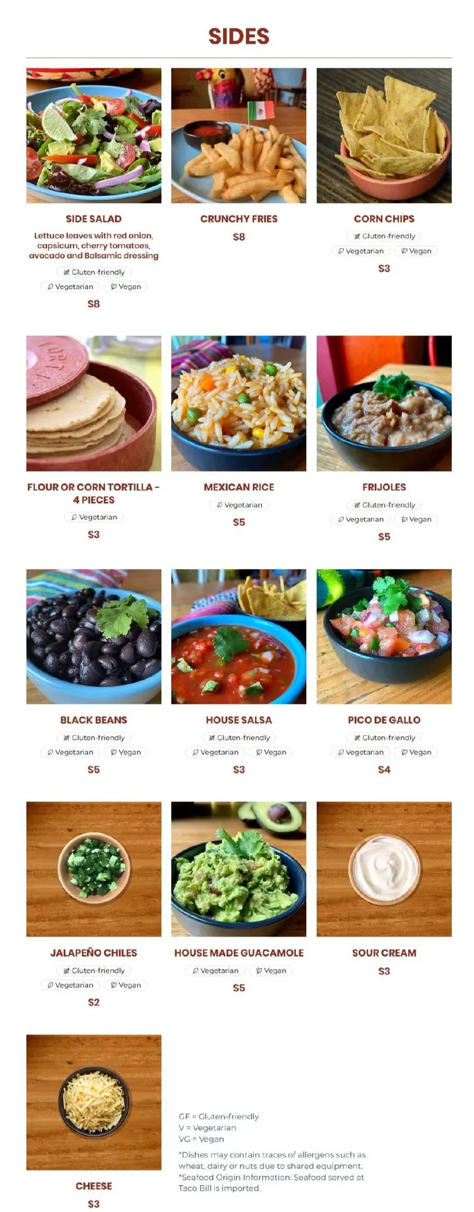 Taco Bill menu, page 3