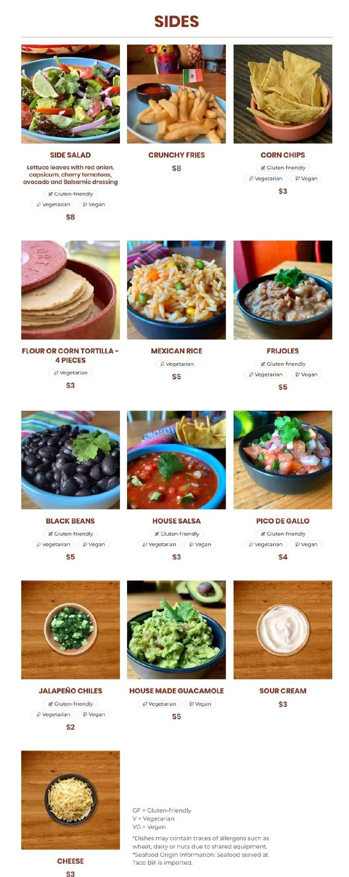 Taco Bill menu, page 3