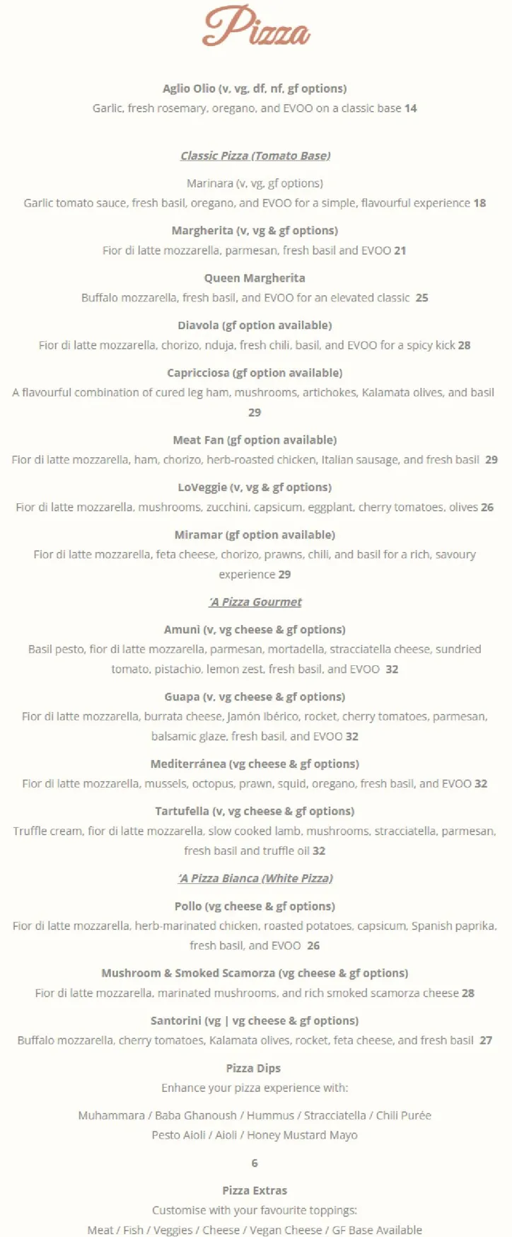 Amuni menu, page 2