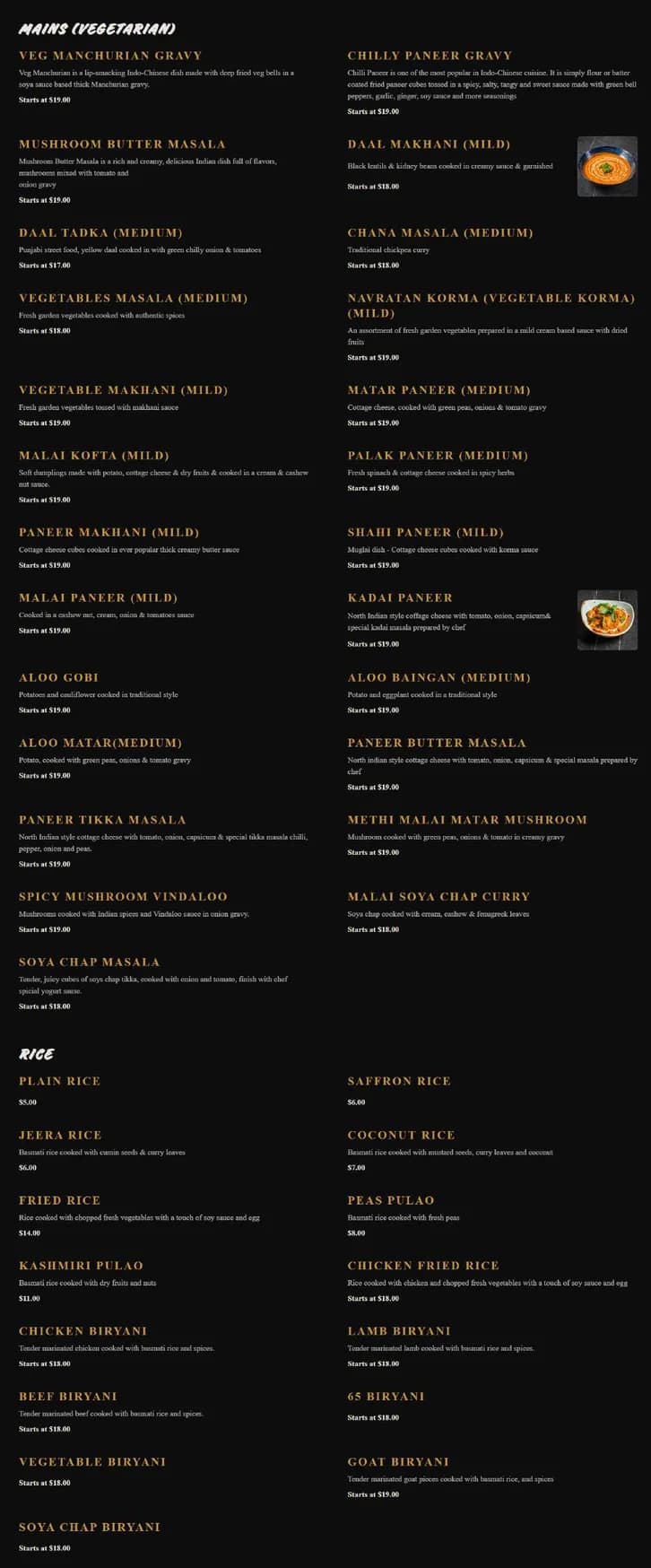 Spice Bridge Restaurant and Bar menu, page 3