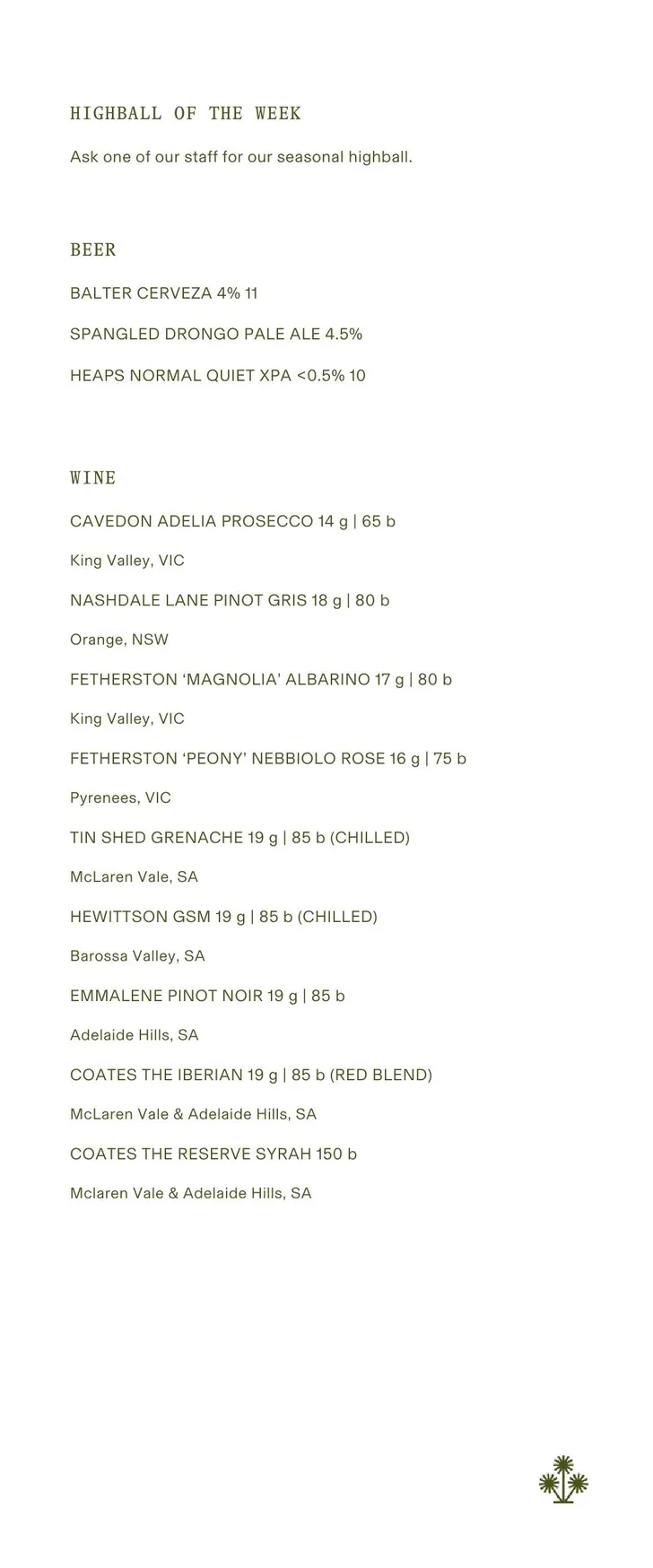 Burly Bar menu, page 3