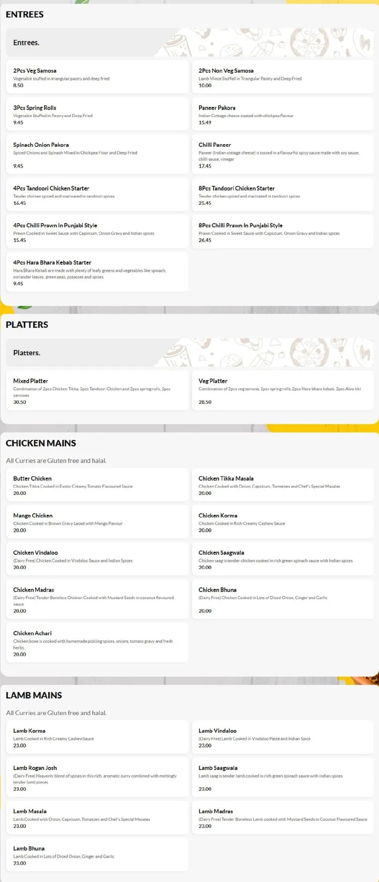 Curry Dhaba menu, page 1