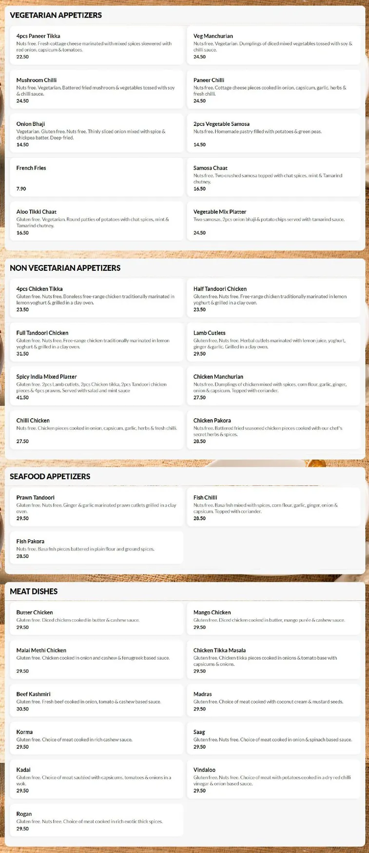 Spicy India menu, page 4