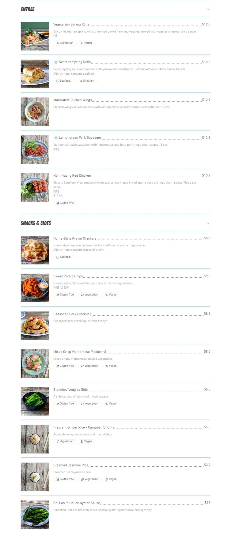 Madame Nhu Crown St menu, page 1