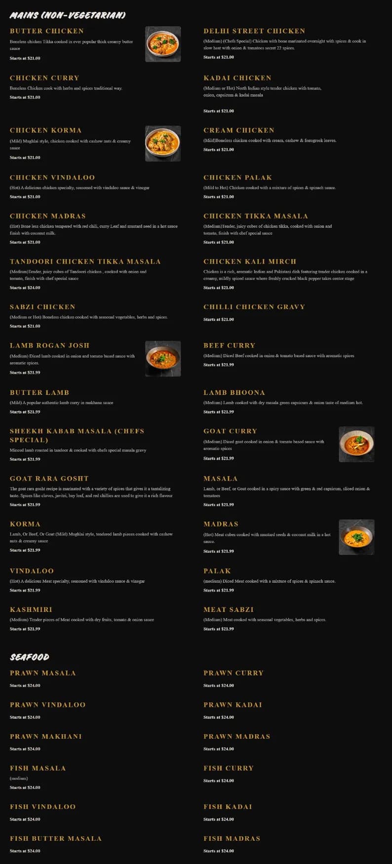 Spice Bridge Restaurant and Bar menu, page 2
