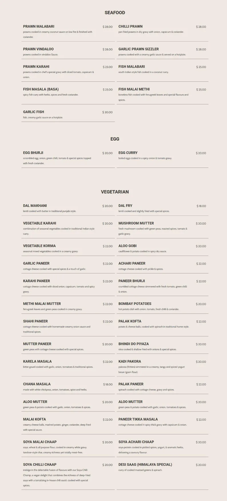 Himalaya Pakistani & Indian Restaurant menu, page 3