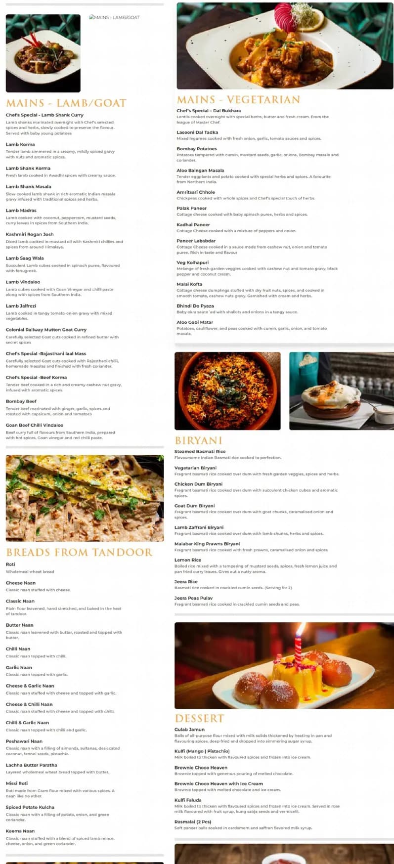 The Royal Palace menu, page 2