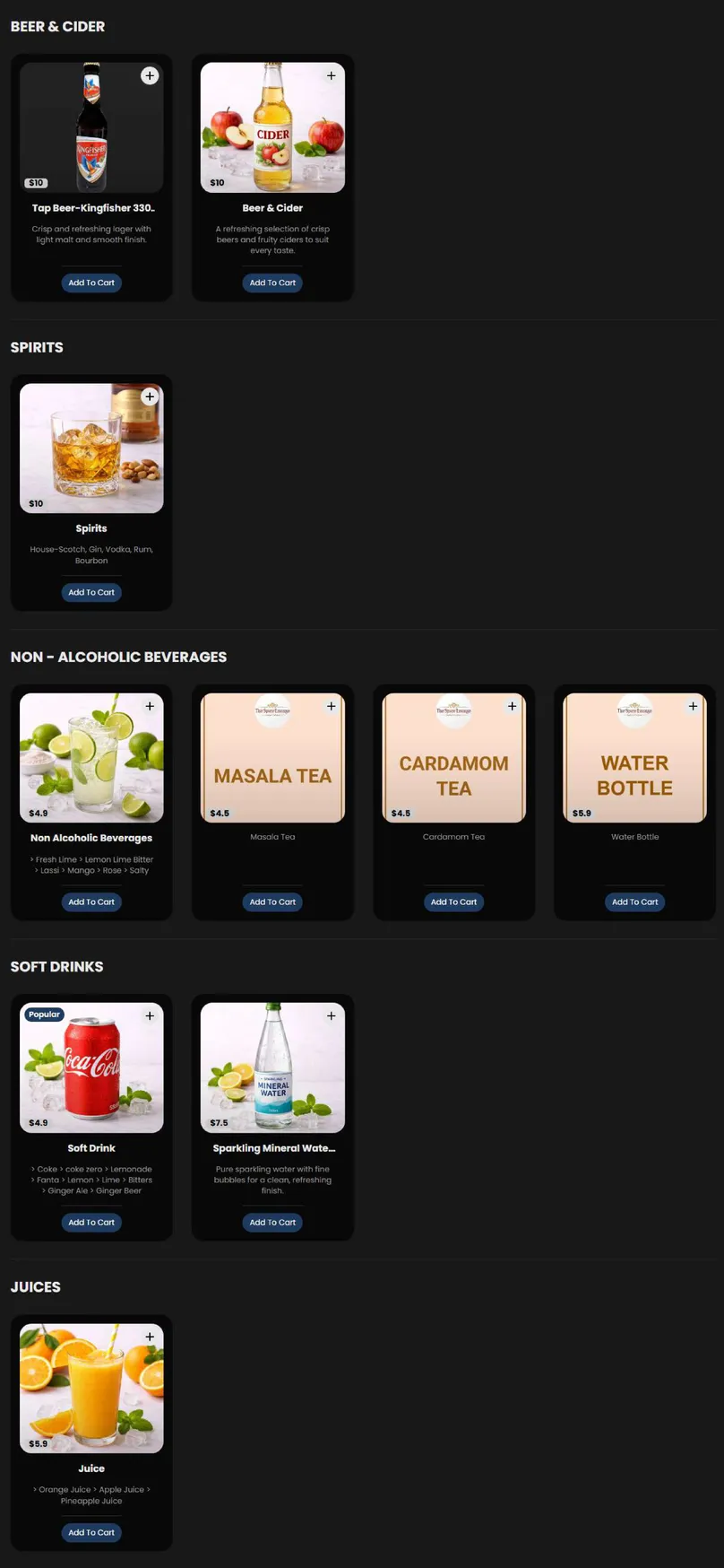 The Spice Lounge menu, page 6