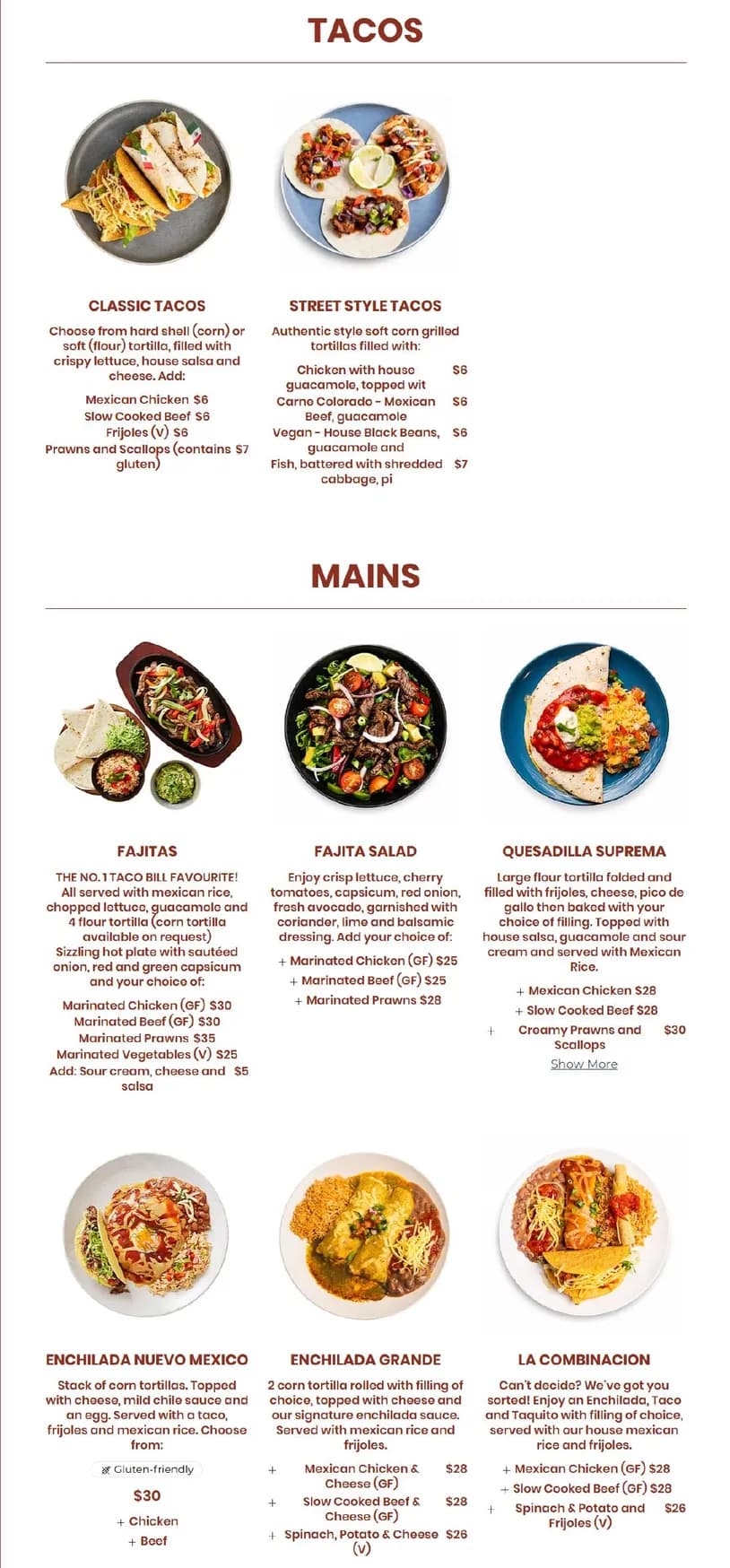 Taco Bill - Sunbury menu, page 2