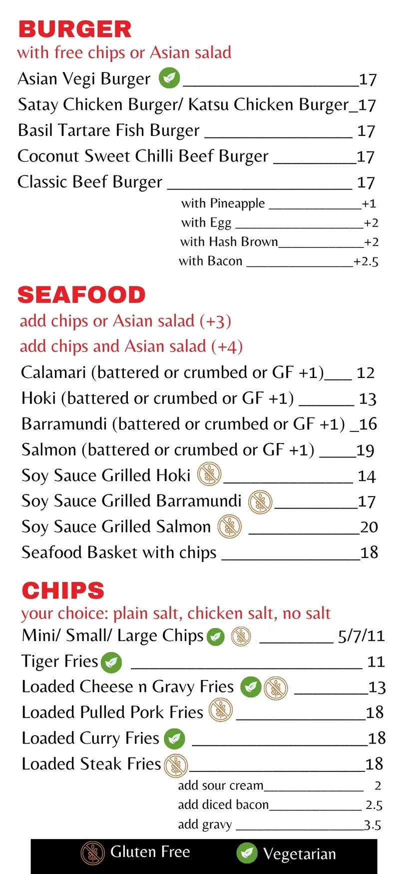 Koi Fish n Chips menu, page 2