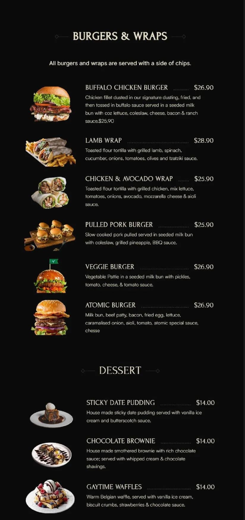 Atomic Bar menu, page 4