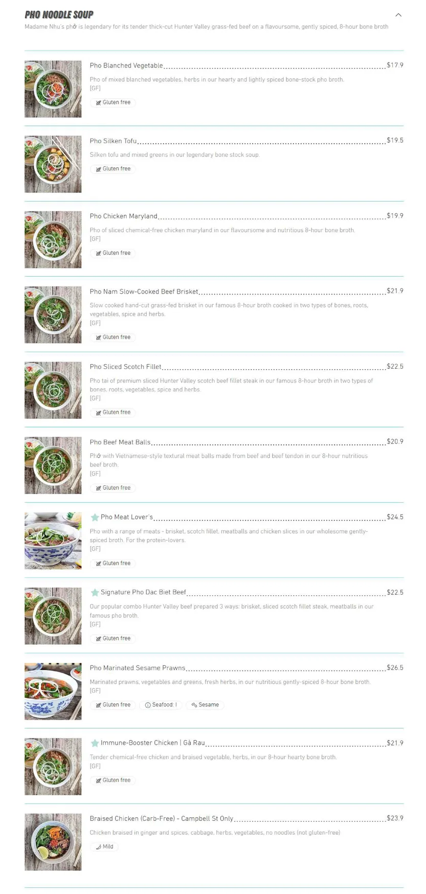 Madame Nhu Crown St menu, page 2