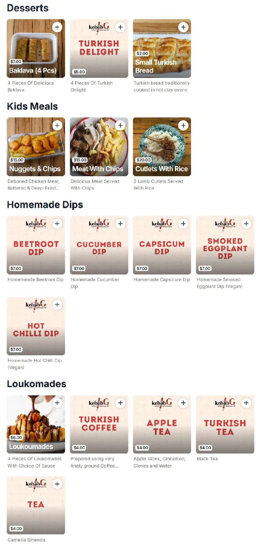 KebabG Authentic Mediterranean Grill Restaurant menu, page 2