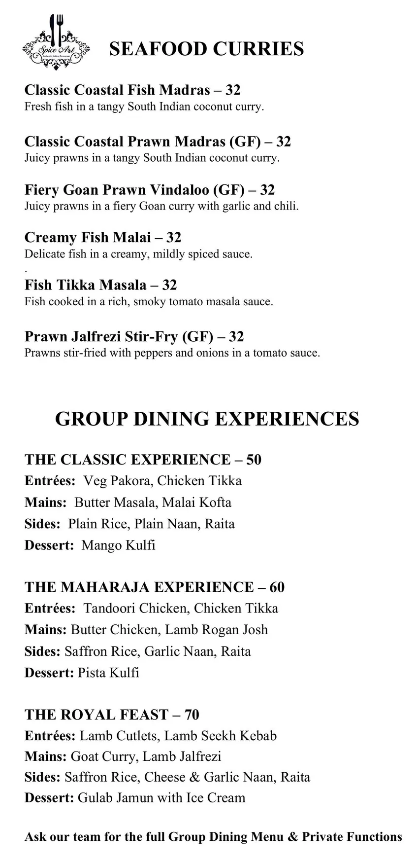 Spice Art menu, page 3