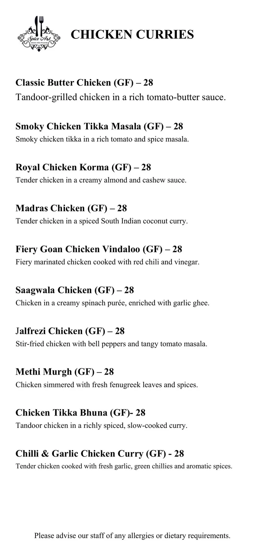 Spice Art menu, page 5