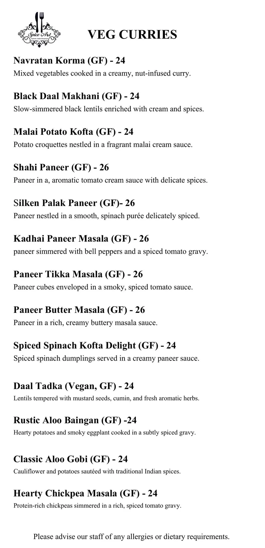 Spice Art menu, page 7