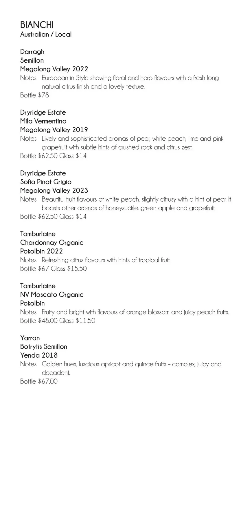 Osteria 2785 menu, page 15