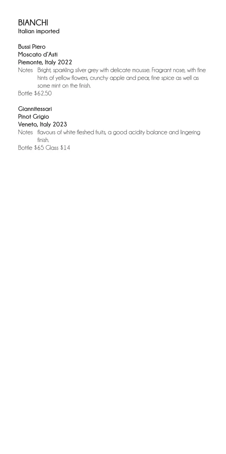 Osteria 2785 menu, page 16