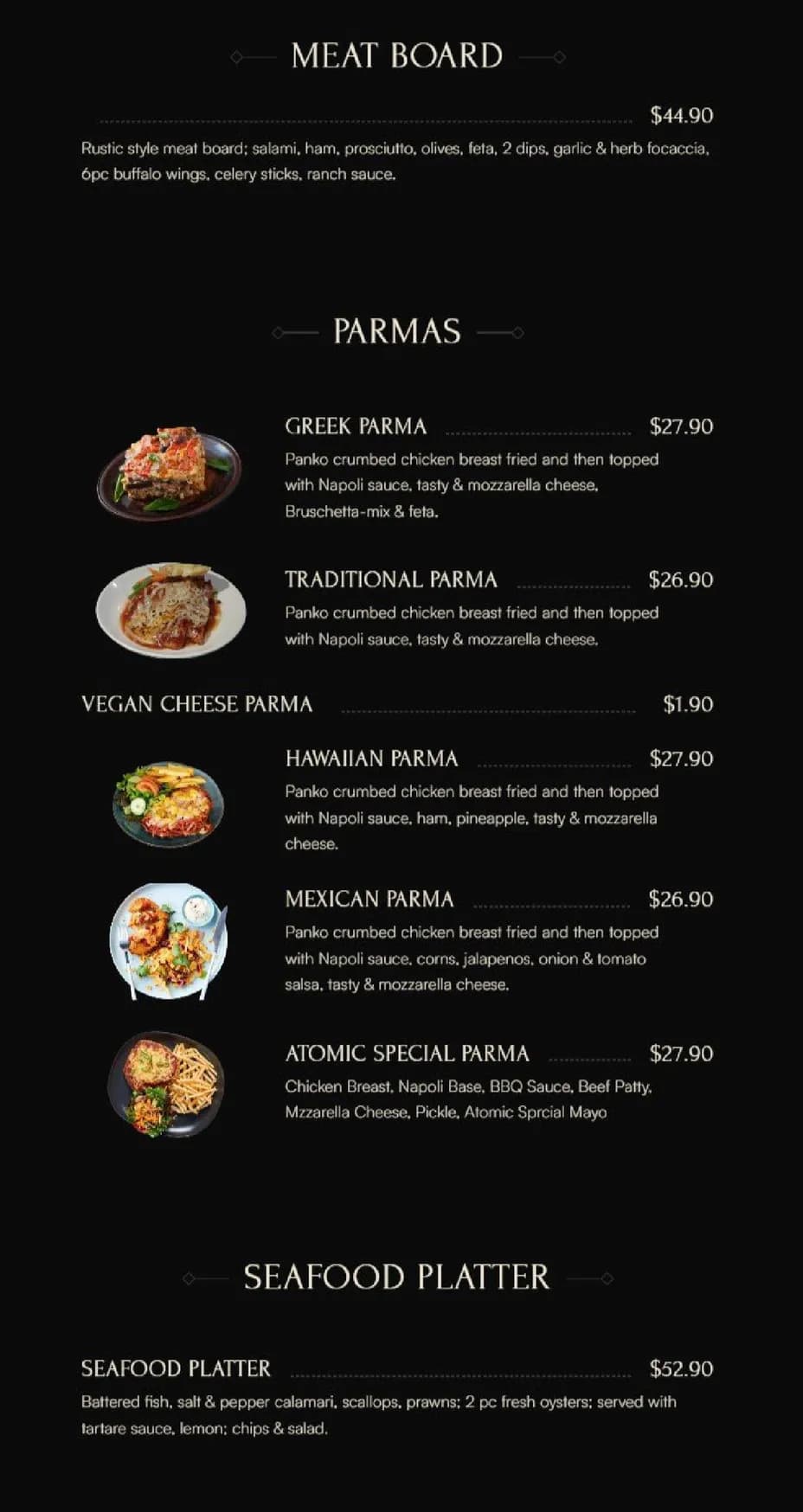Atomic Bar menu, page 3