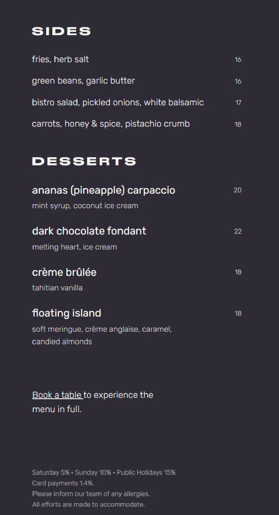 DUCKFAT Brisbane menu, page 3