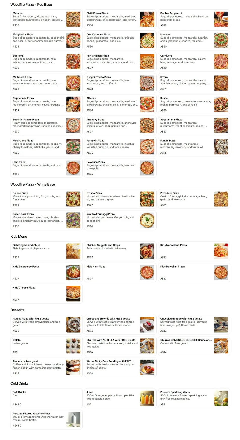 Toro Nero menu, page 2