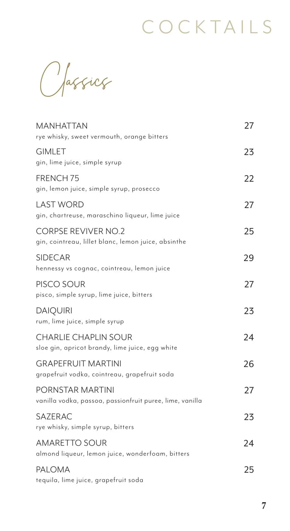 The Fox Hole menu, page 11
