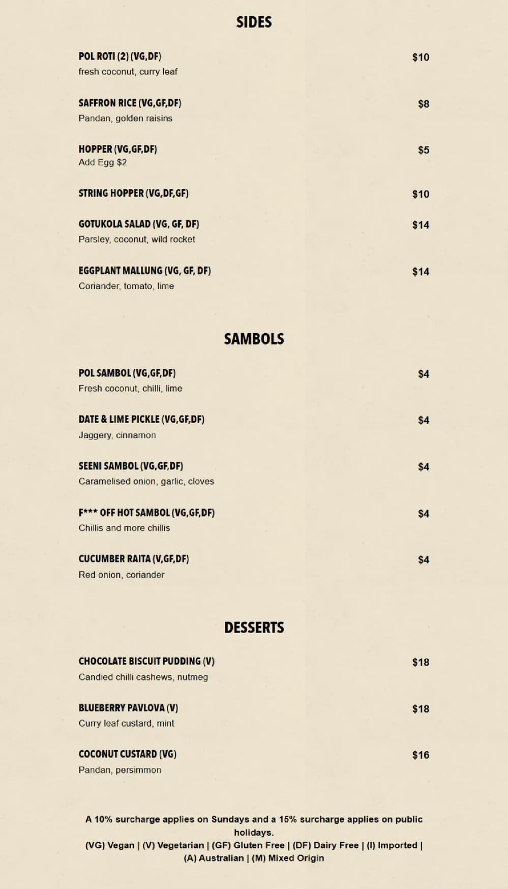 Colombo Social menu, page 2